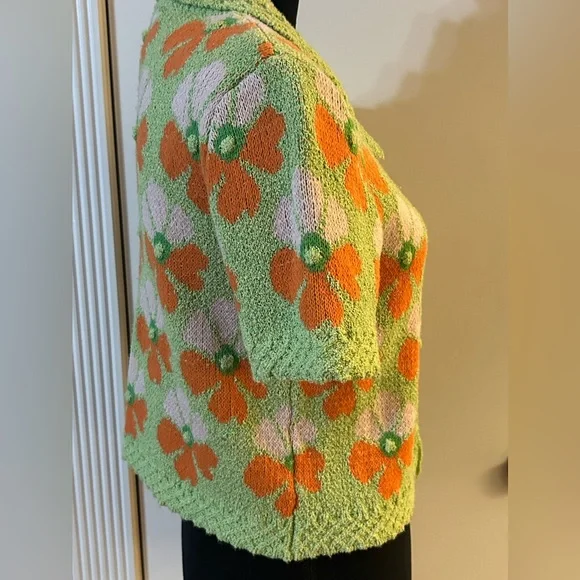 Industry Republic Knit Button-Up Floral Cardigan Collared / Medium / Retail $78 - Picture 4 of 6